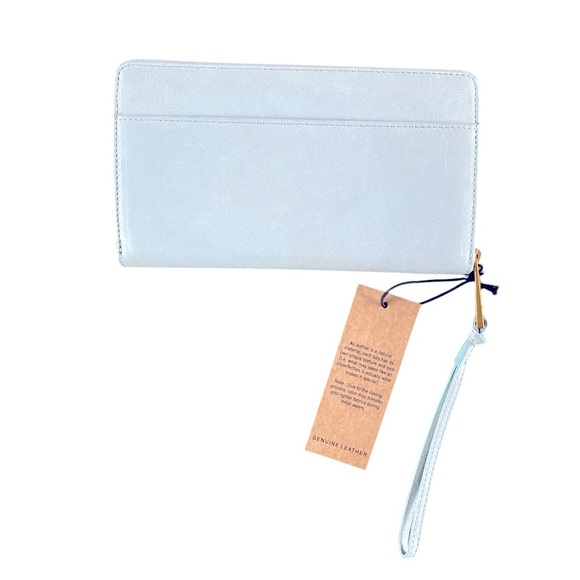 Margot New York Patty Envelope Leather Wristlet Strap Wallet NWT Light Blue - Picture 4 of 8